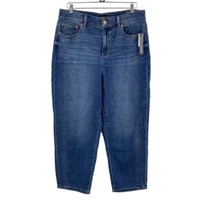 TALBOTS Jeans Womens 14P Medium Blue Relaxed Barrel Jean Modern Quinn Wash